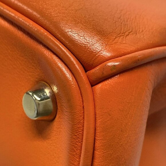 Auth DIOR/ChristianDior Diorissimo Orange Leather Tote Bag - Picture 4 of 15
